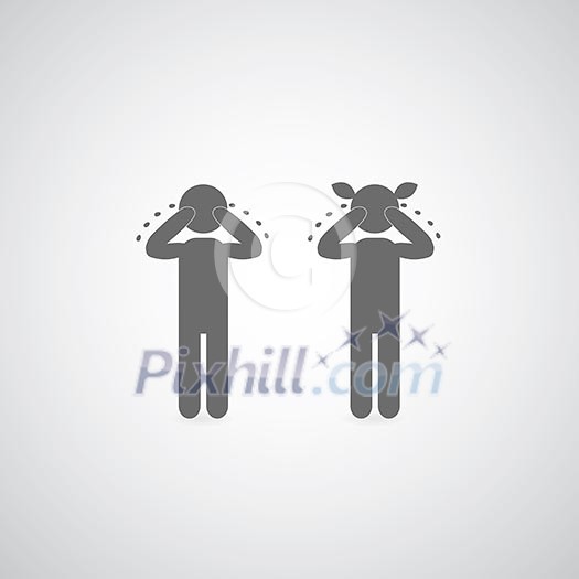 person cry symbol on gray background person cry symbol on gray background