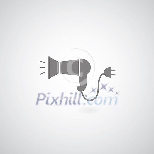 Hair dryer symbol on white background Hair dryer symbol on white background