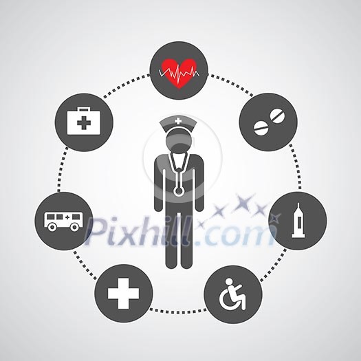 hospital icons in circle diagram hospital icons in circle diagram