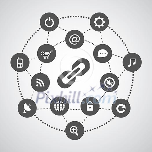 technology symbol set in circle diagram technology symbol set in circle diagram