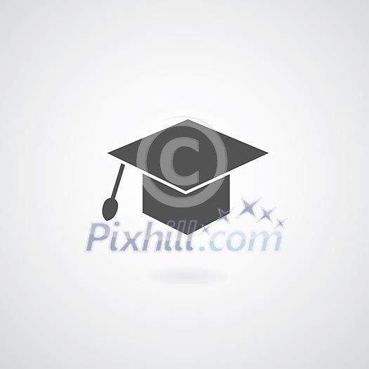Graduation cap symbol on gray background 