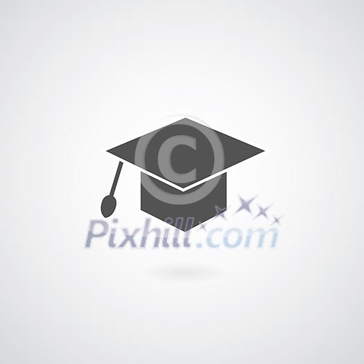 Graduation cap symbol on gray background Graduation cap symbol on gray background