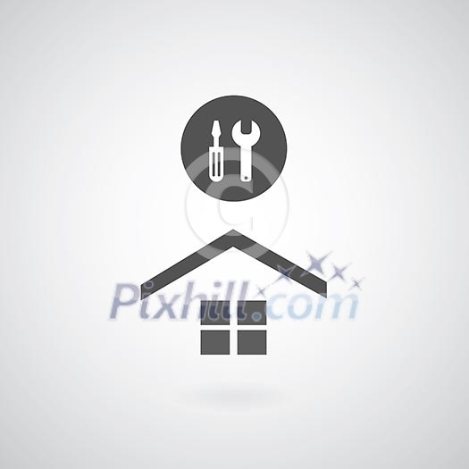 Home repair symbol on gray background 