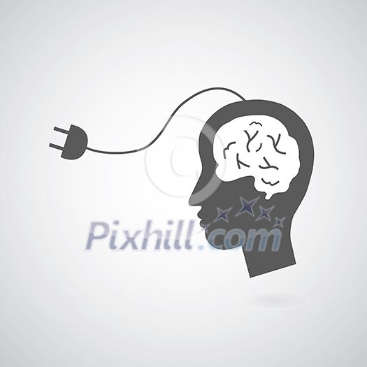 brain symbol on gray background 