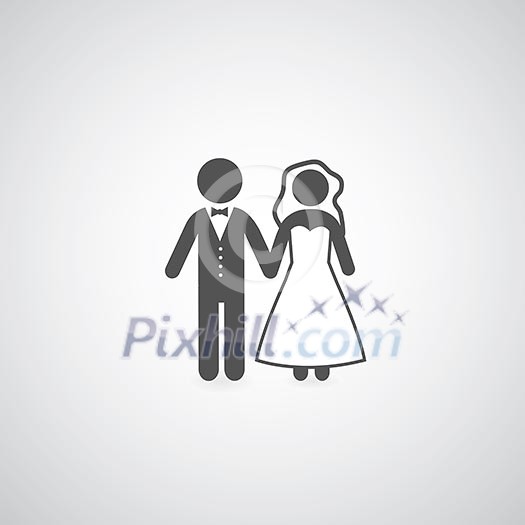 bride and groom symbol on gray background 
