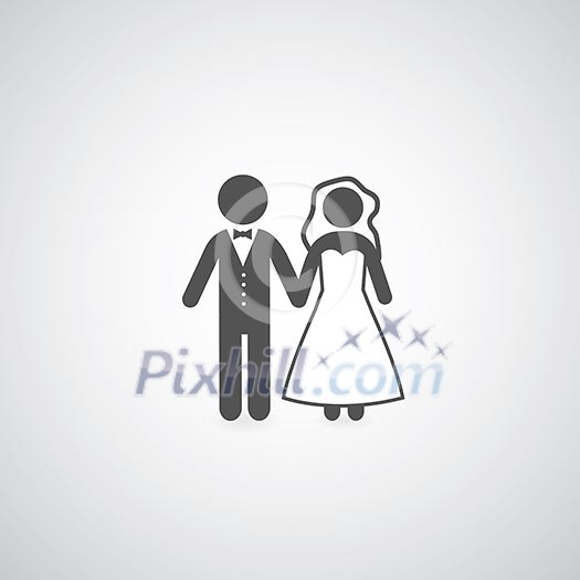 bride and groom symbol on gray background bride and groom symbol on gray background