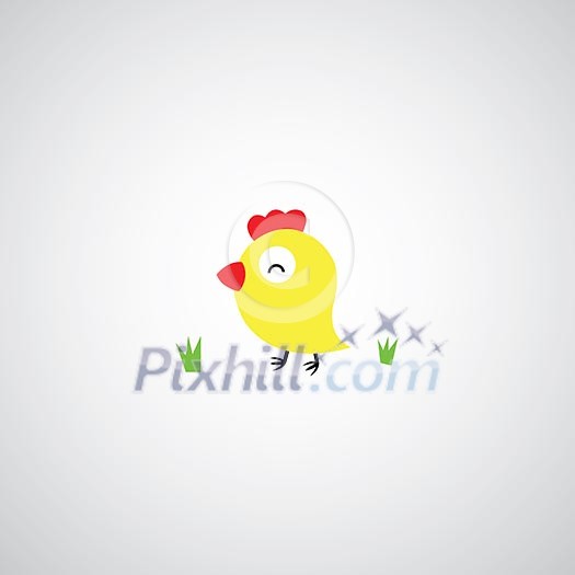 Cartoon hen with eggs on gray background Cartoon hen with eggs on gray background