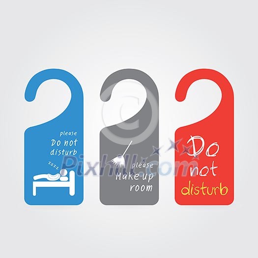 hanger tags for room in hotel on gray background hanger tags for room in hotel on gray background