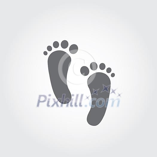 Two foot prints on gray background 