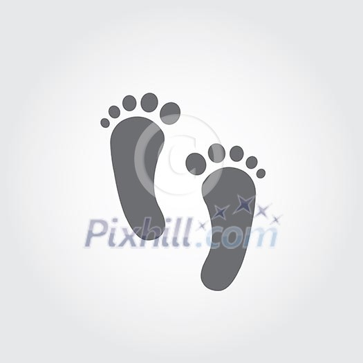 Two foot prints on gray background Two foot prints on gray background