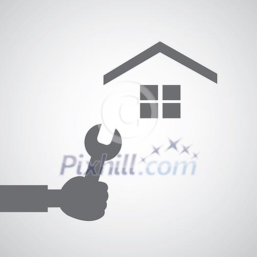 Home repair symbol on gray background Home repair symbol on gray background