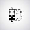 Jigsaw puzzle symbol on gray background 