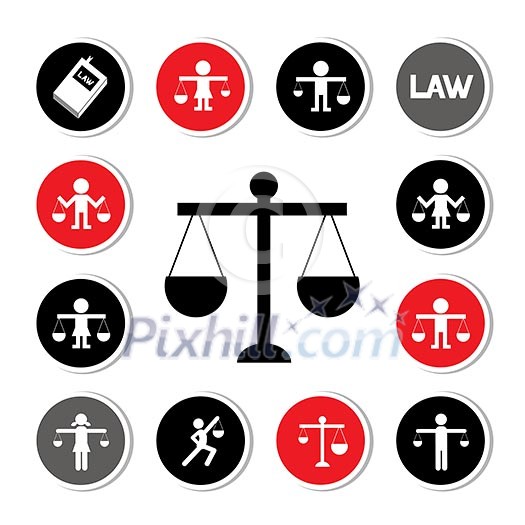 vector scales of justice icon set 