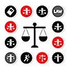 vector scales of justice icon set 