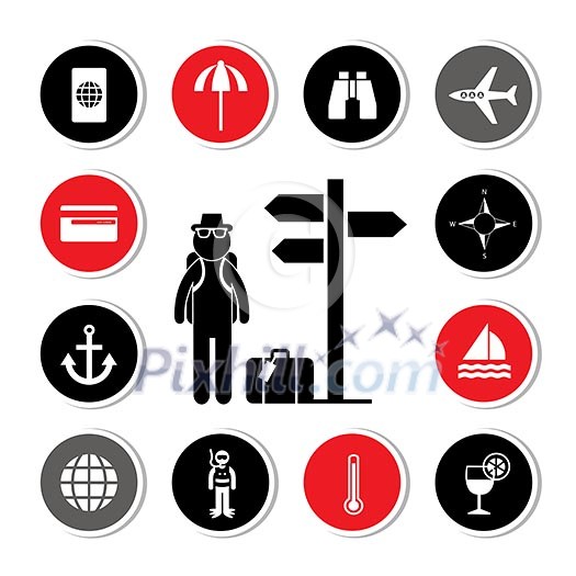 backpack traveler vector icon set for use 