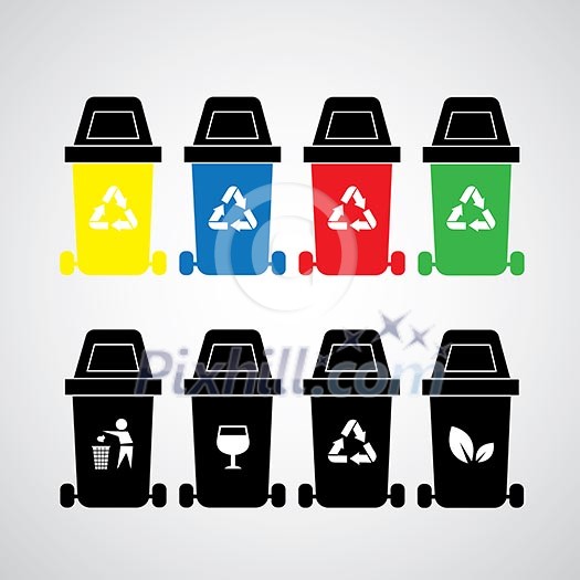 vector recycle bins symbol set  