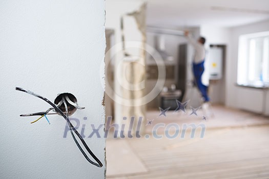 Electrical installations in an appartment being rebuilt