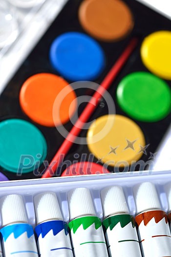 Colored splashes in abstract shape, isolated on white background Colored splashes in abstract shape, isolated on white background