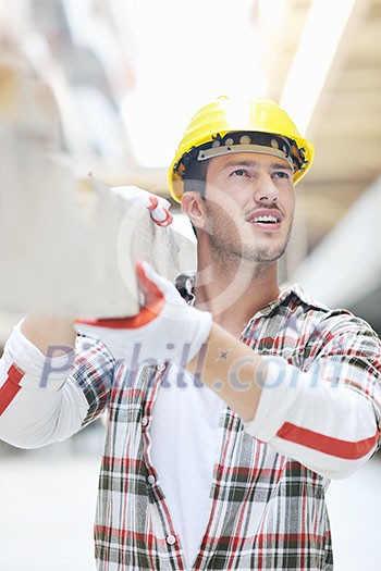 handsome hard worker people portrait at concstruction site