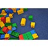 colorful brick toy background in child playground