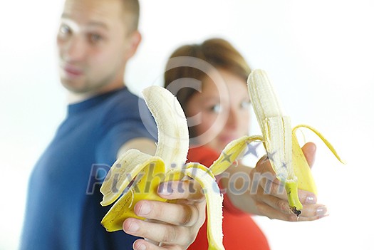 happy couple with banana 