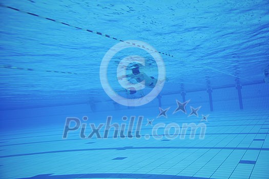 sport swimming pool underwater with blue color and swimmers sport swimming pool underwater with blue color and swimmers