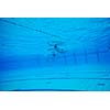 sport swimming pool  underwater with blue color and swimmers