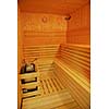 wooden warm and healthy finnish sauna interior 