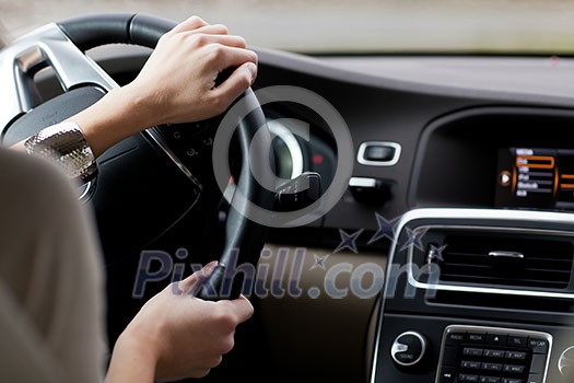 woman driving a car