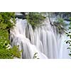 beautiful nature scene with river and waterfall at spring seasson