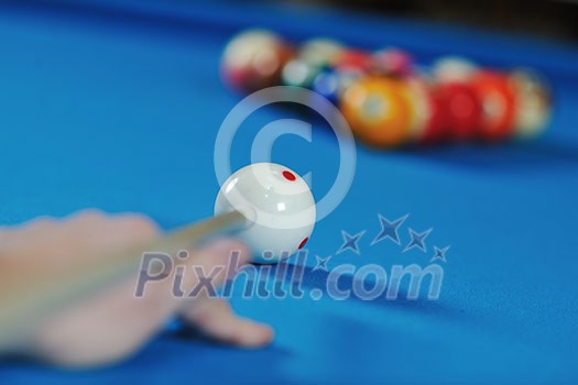 young pro billiard player finding best solution and right angle at billard or snooker pool sport game young pro billiard player finding best solution and right angle at billard or snooker pool sport game