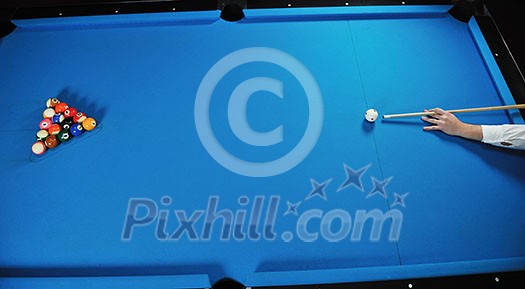 young pro billiard player finding best solution and right angle at billard or snooker pool sport game young pro billiard player finding best solution and right angle at billard or snooker pool sport game