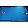 young pro billiard player finding best solution and right angle at billard or snooker pool sport  game 