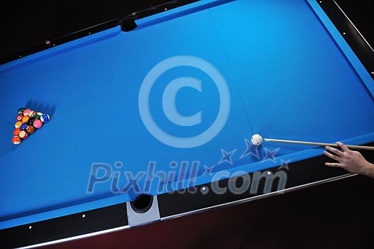 young pro billiard player finding best solution and right angle at billard or snooker pool sport game young pro billiard player finding best solution and right angle at billard or snooker pool sport game