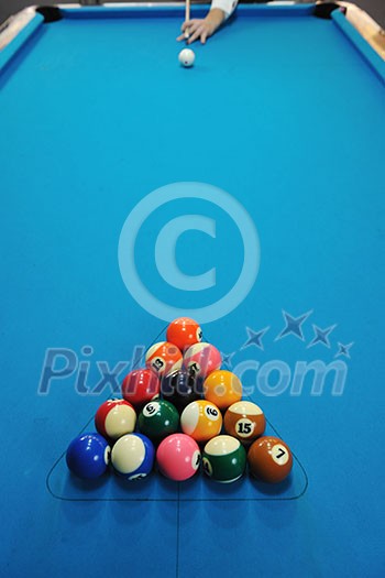 young pro billiard player finding best solution and right angle at billard or snooker pool sport game young pro billiard player finding best solution and right angle at billard or snooker pool sport game
