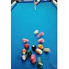 young pro billiard player finding best solution and right angle at billard or snooker pool sport  game 