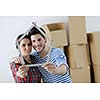 happy Young couple moving in new house