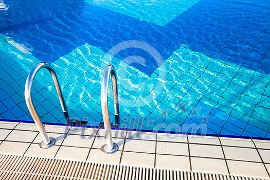 Blue water in a swimming pool