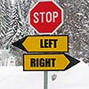 left&right road sign in nature