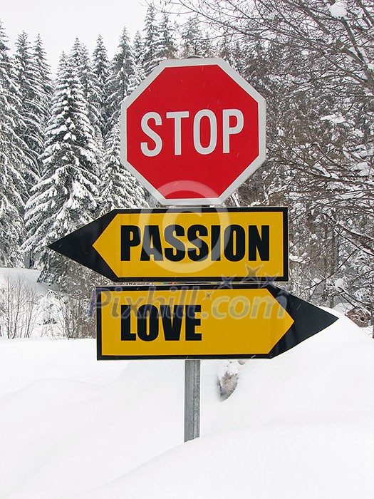 love&passion road sign in nature
