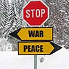 war or peace? roadsign in nature