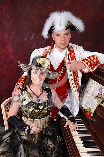 retro happy young couple people in victorian fashion clothes retro happy young couple people in victorian fashion clothes
