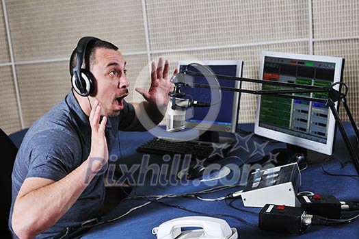 radio dj man indoor at radio studio radio dj man indoor at radio studio
