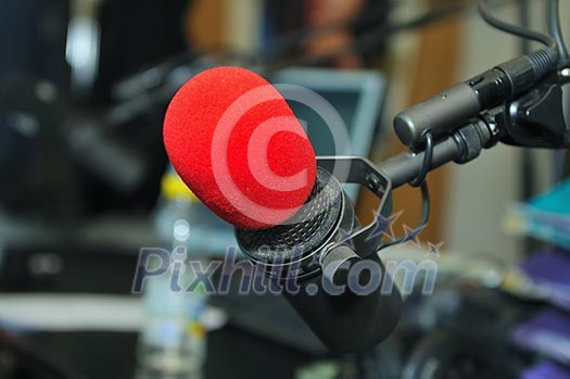 radio station indoor and microphone radio station indoor and microphone