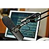 radio station indoor and microphone 