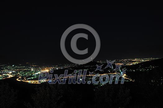 sarajevo city night scene with lights and motion trial