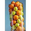 fresh healthy fruits decoration in glass dish and spiral formation
