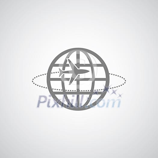 airplane symbol on gray background airplane symbol on gray background