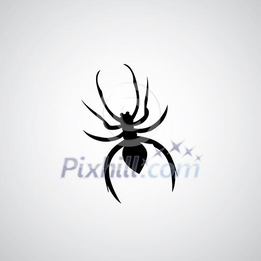 black spider symbol on gray background 