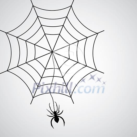 black spider symbol on gray background 